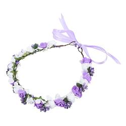 Brautjungfer Kinderkranz Gänseblümchenkopf Braut Hochzeit Stirnband Kopfbedeckung Mit Blumengirlande Hochzeitsblume Blumenstirnband Blumen- Strand Violett Frau Pe-schaum Foto von CALLARON