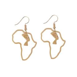 CALLARON 1 Paar Ägyptische Ohrringe Boho-dekor Afrikanisches Dekor Goldanhänger Damenohrringe Vintage Ohrring Afrika-karte-halskette Stahl Einfach Frau Charme von CALLARON