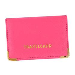 CALLARON 1 Stück Ausweishülle Reisebrieftasche Taschengeldbörse Leder Kartenetui Kreditbrieftasche Schmaler Halter Kartenpaket Kredithüllenhalter Rosiger Ausweis von CALLARON