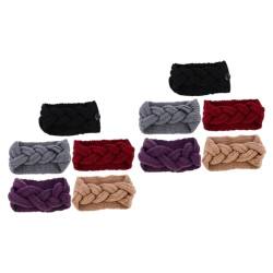 CALLARON 10 Stk gestrickte Kopfbedeckung gestrickte stirnbänder mit knopf Make-up-Haar-Stirnbänder Make-up-Stirnband haarschmuck Frauen Knopf Stirnband Zopfmuster-Stirnband Garn häkeln eben von CALLARON