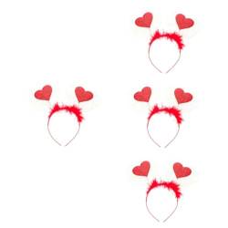 CALLARON 4 Stück Liebes-feder-stirnband Valentinstag Stirnband Kopfbedeckungen Für Hochzeitsfeiern Liebe Stirnbänder Für Frauen Amorkopf Bopper Amor Stirnband Rot Herz Plastik Kind Zubehör von CALLARON