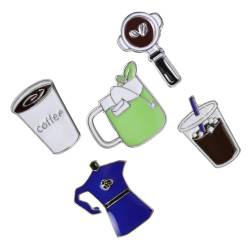 CALLARON 5St Modische Emaille-Brosche Kaffeetassenknöpfe süße Tasse Anzugbrosche Kaffeebecher deko kreative Brosche Cartoon-Brosche Jahrgang Manteltasche Knopf Rucksack Abzeichen Legierung von CALLARON