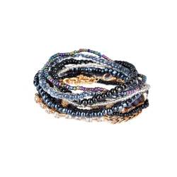 CALLARON Armreifen Für Damen elastisches Perlenarmband Böhmisches Armband schwarze Armreifen Damenanzüge armschlinge mehrschichtige Perlen mehrschichtiges Armband Elastizität Schmuck von CALLARON