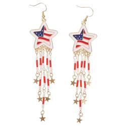 CALLARON Patriotische Ohrringe Zum 4. Juli: Ohrhänger Zum Unabhängigkeitstag Amerikanische Flagge Stern-Ohrringe Schmuck Für Frauen Mädchen Muttertagsgeschenk von CALLARON