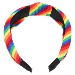 CALLARON Regenbogen-Stirnbänder Bunte Streifen Geknotetes Stirnband Stolz Breites Haarband Lgbtq Lesbisch Bisexuell Dekor Für Frauen Und Mädchen Rutschfester Haarreifen Haar-Accessoires von CALLARON