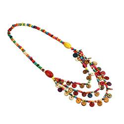 CALLARON Strand Halsband geschichtete Chokerhalsketten für Frauen Dekor eine Halskette Schmuck Frauen Halskette Damen Halskette hölzern schmücken Indien Perlenkette Fräulein Anhänger Bambus von CALLARON