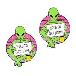 CALLARON Strassverzierungen 2St Alien Brosche Strassschmuck Neuheit Emaille Pin broschen für kleidung Cartoon-Brosche kreative Brosche angepasst Abzeichen Taschen Stift Männer und Frauen von CALLARON