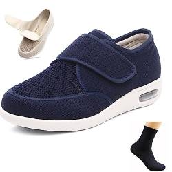 CALMR Diabetiker Ödem Schuhe Schuhe Für Geschwollene Füße Senioren Schuhe Therapieschuhe Gesundheitsschuhe Damen Mesh Atmungsaktiv Walking Sneakers Einfaches An- und Ausziehen,Blue-42 EU von CALMR