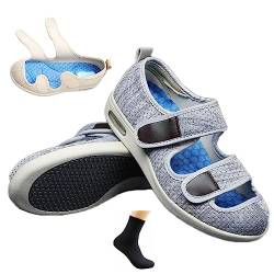 CALMR Diabetiker Schuh für Geschwollene Füße, Senioren Extra Breite Orthopädische Air Cushion Schuhe mit Klettverschluss Herren Damen Gesundheitsschuhe Präventivschuhe,A-37 EU von CALMR