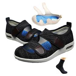 CALMR Diabetiker Schuh für Geschwollene Füße, Senioren Extra Breite Orthopädische Air Cushion Schuhe mit Klettverschluss Herren Damen Gesundheitsschuhe Präventivschuhe,C-47 EU von CALMR