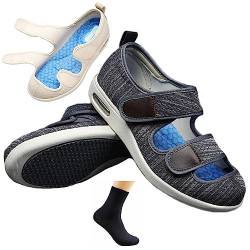 CALMR Diabetiker Schuh für Geschwollene Füße, Senioren Extra Breite Orthopädische Air Cushion Schuhe mit Klettverschluss Herren Damen Gesundheitsschuhe Präventivschuhe,E-38 EU von CALMR