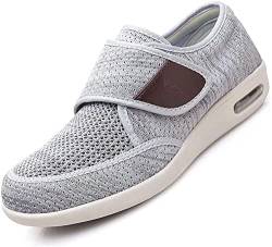 CALMR Diabetiker Schuhe Für Geschwollene Fü?e, Senioren Schuhe Mit Klettverschluss Herren Damen Diabetiker Hausschuhe, Spezialschuh Gesundheitsschuhe, Pr?ventivschuhe, Light gray-43 EU von CALMR