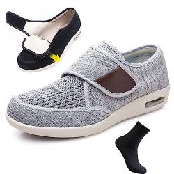 CALMR Diabetiker Schuhe Herren Damen Extra Weit Klettverschluss Senioren Schuhe Für Geschwollene Füße Breite Füße Orthopädische Schuh Herren Gesundheitsschuhe Diabetiker Hausschuh,E-41 EU von CALMR
