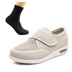 CALMR Halbschuh mit Klettverschluss, Gesundheitsschuh für Damen und Herren, ideal als Reha-Schuh, Verbandsschuh, Hausschuh, druckentlastend,Beige-39EU von CALMR