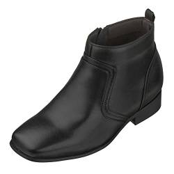 CALTO - G99809-3,2 Zoll Taller - Größe 7 D US - Höhe zunehmende Aufzug Schuhe (Black Leather Zip-up-Platz-Toe Stiefel) von CALTO