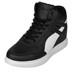 CALTO Herren Invisible Height Increasing Elevator Schuhe - Lace-up High-top Fashion Sneakers - 3.8 Inches Taller, Schwarz , 47 1/3 EU von CALTO