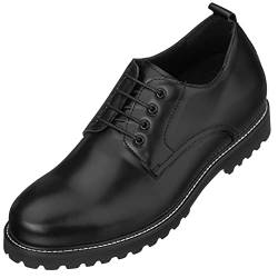 CALTO Herren-Schuhe, unsichtbar, höhenverstellbar, Leder, Schnürschuh, niedrig, 7,6 cm hoch, Schwarz - Schwarz - Größe: 42 1/3 EU von CALTO