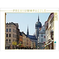 CALVENDO Puzzle CALVENDO Puzzle Wittenberg, Blick vom Alten Rathaus durch die Coswiger Straße auf die Schlosskirche 1000 Teile Lege-Größe 64 x 48 cm Foto-Puzzle Bild von Frank Michael Jork, 1000 Puzzleteile von CALVENDO