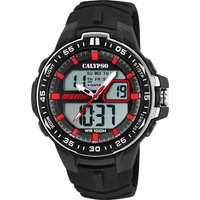 CALYPSO WATCHES Digitaluhr Calypso Herren Uhr K5766/4 Kunststoffband, Herren Armbanduhr rund, Kunststoff, PUarmband schwarz, Sport von CALYPSO WATCHES