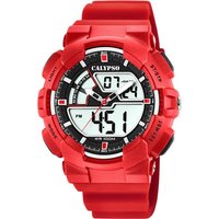 CALYPSO WATCHES Digitaluhr Calypso Herren Uhr K5771/2, Herren Armbanduhr rund, Kunststoff, PUarmband rot, Sport von CALYPSO WATCHES