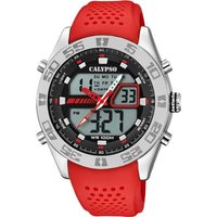 CALYPSO WATCHES Digitaluhr Calypso Herren Uhr K5774/2, Herren Armbanduhr rund, Kunststoff, PUarmband rot, Sport von CALYPSO WATCHES