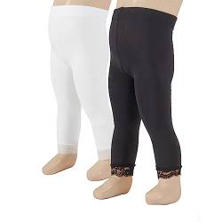 2 PAAR MIKROFASER BABY LEGGINS MIT SPITZE | 12/18/ 24 Monate | 50 DEN | SCHWARZ, WEISS | ITALIAN HOSIERY | (18 Monate, 1 schwarze/ 1 weisse) von CALZITALY