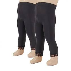 2 PAAR MIKROFASER BABY LEGGINS MIT SPITZE | 12/18/ 24 Monate | 50 DEN | SCHWARZ, WEISS | ITALIAN HOSIERY | (18 Monate, Schwarz) von CALZITALY