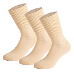 CALZITALY, PACK 3/6 PAARE Socken ohne Gummiband, Sanitären Socken Unisex, Diabetikersocken aus Baumwolle | Schwarz, Weiß, Hautfarbe | Made in Italy (3 Paare - Hautfarbe, 39-42) von CALZITALY