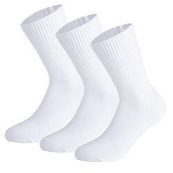 CALZITALY, PACK 3/6 PAARE Socken ohne Gummiband, Sanitären Socken Unisex, Diabetikersocken aus Baumwolle | Schwarz, Weiß, Hautfarbe | Made in Italy (3 Paare - Weiß, 39-42) von CALZITALY