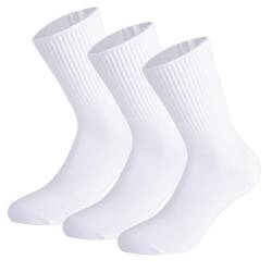 CALZITALY, PACK 3/6 PAARE Socken ohne Gummiband, Sanitären Socken Unisex, Diabetikersocken aus Baumwolle | Schwarz, Weiß, Hautfarbe | Made in Italy (3 Paare - Weiß, 43-46) von CALZITALY