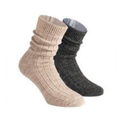 CALZITALY 2/4 PAARE Alpaca-wollsocken, Socken aus Alpaca-wolle, Winter Socken, Wärme Socken, Socken für Damen und Herren | Made in Italy (39-42, 2 Paare: Beige + Anthrazit) von CALZITALY