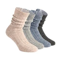 CALZITALY 2/4 PAARE Alpaca-wollsocken, Socken aus Alpaca-wolle, Winter Socken, Wärme Socken, Socken für Damen und Herren | Made in Italy (43-46, 4 Paare: Grau + Beige + Anthrazit + Blue jeans) von CALZITALY