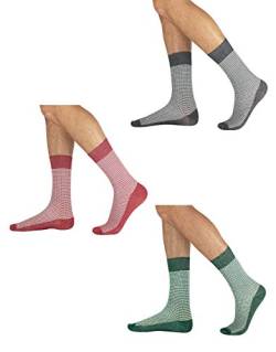 CALZITALY 3 Paar von Herren Socken aus Baumwolle mit Hahnentritt Muster | Schwarz, Rot, Grün | 39/42, 43/46 | Made in Italy (39/42, Mehrfarbig) von CALZITALY