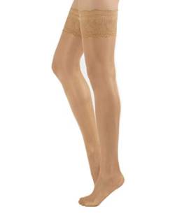 CALZITALY Damen Spitzen Strümpfe, Stockings Plus Size, Feine Halterlose Strümpfe | Schwarz, Hautfarbe, Gebräunt | S – M – L – XXL - 3XL - 4XL | 20 DEN | Made in Italy (S-M, Hautfarbe) von CALZITALY