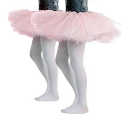 CALZITALY Mädchen Ballettstrumpfhosen | Professionelle Tanz Strumpfhose | Hautfarbe, Schwarz, Weiß, Rosa | 4-14 Jahre | 40 DEN | Made in Italy (14 Jahre, 2 Paar - Weiß) von CALZITALY