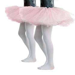CALZITALY Mädchen Ballettstrumpfhosen | Professionelle Tanz Strumpfhose | Hautfarbe, Schwarz, Weiß, Rosa | 4-14 Jahre | 40 DEN | Made in Italy (6 Jahre, 2 Paar - Weiß) von CALZITALY