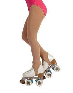 CALZITALY Mädchen Rollschuh und Eiskunstlauf Strumpfhose mit Steg | Beige, Schwarz | 6 Jahre, 8 Jahre, 10 Jahre, 12 Jahre | 70 DEN | Made in Italy (10 Jahre, Hautfarbe) von CALZITALY