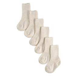 CALZITALY PACK 2, 4, 6 Paare Sock für Baby, Socken für Kind, Baby Socken aus Baumwolle, Weicher Rippenstrick | 0 bis 12 Monate | Made in Italy (0-3 monate, 6 Paare: Melange Beige) von CALZITALY