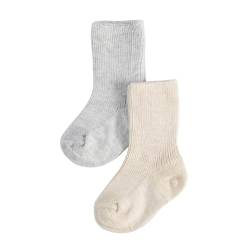 CALZITALY PACK 2-4-6 Paare Sock für Baby, Socken für Kind, Baby Socken aus Baumwolle, Made in Italy (DE/NL/SE/PL, Alter, 6 Monate, 12 Monate, 2 Paare: Melange Grau+Melange Beige) von CALZITALY