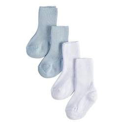 CALZITALY PACK 2, 4, 6 Paare Sock für Baby, Socken für Kind, Baby Socken aus Baumwolle, Weicher Rippenstrick | 0 bis 12 Monate | Made in Italy (6-12 monate, 4 Paare: Himmelblau+Weiß) von CALZITALY