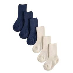 CALZITALY PACK 2, 4, 6 Paare Sock für Baby, Socken für Kind, Baby Socken aus Baumwolle, Weicher Rippenstrick | 0 bis 12 Monate | Made in Italy (6-12 monate, 6 Paare: Melange Grau+Marine) von CALZITALY
