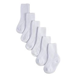CALZITALY PACK 2, 4, 6 Paare Sock für Baby, Socken für Kind, Baby Socken aus Baumwolle, Weicher Rippenstrick | 0 bis 12 Monate | Made in Italy (6-12 monate, 6 Paare: Weiß) von CALZITALY