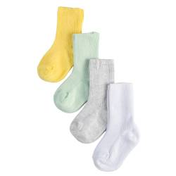 CALZITALY PACK 2-4-6 Paare Sock für Baby, Socken für Kind, Baby Socken aus Baumwolle, Made in Italy (DE/NL/SE/PL, Alter, 3 Monate, 6 Monate, 4 Paare: Grün+Gelb+Weiß+Melange Grau) von CALZITALY