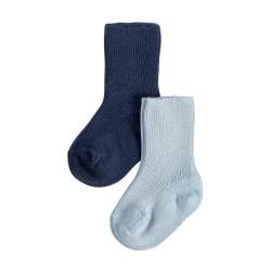 CALZITALY PACK 2-4-6 Paare Sock für Baby, Socken für Kind, Baby Socken aus Baumwolle, Made in Italy (DE/NL/SE/PL, Alter, 6 Monate, 12 Monate, 2 Paare: Himmelblau+Marine) von CALZITALY