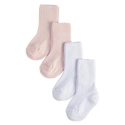CALZITALY PACK 2-4-6 Paare Sock für Baby, Socken für Kind, Baby Socken aus Baumwolle, Made in Italy (DE/NL/SE/PL, Alter, 6 Monate, 12 Monate, 4 Paare: Rosa+Weiß) von CALZITALY