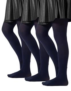 CALZITALY PACK 3 PAAR Mädchen Strumpfhose, Weiche Strumpfhosen, Strumpfhosen aus Mikrofaser, 2-14 Jahren, Grau, Blau, Schwarz, 60 DEN, Made in Italy (8-10 Jahren, 3 X Blau) von CALZITALY