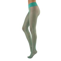 CALZITALY Trasparente Strumpfhose, Nahtlose Strumpfhose, gepunktet Strumpfhosen Damen, S, M, L, XL, XXL, Schwarz, Blau, Hautfarbe, Sun, Tan, 15 DEN, Made in Italy (L-XL, Acqua Green) von CALZITALY