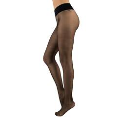 CALZITALY Trasparente Strumpfhose, Nahtlose Strumpfhose, gepunktet Strumpfhosen Damen, S, M, L, XL, XXL, Schwarz, Blau, Hautfarbe, Sun, Tan, 15 DEN, Made in Italy (L-XL, Schwarz) von CALZITALY