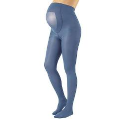 CALZITALY Umstandsstrumpfhose aus Mikrofaser, Blickdichte Schwangerschaft Strumpfhosen | S, M, L, XL, XXL, 3XL, 4XL | 100 DEN | Made in Italy (L, Dusty Blue) von CALZITALY