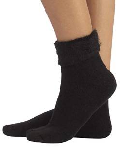 CALZITALY Warme Strümpfe mit Angora-Optik | Weiche Wintersocken | Mehrfarbig | EInheitsgrösse | Made in Italy (Schwarz) von CALZITALY